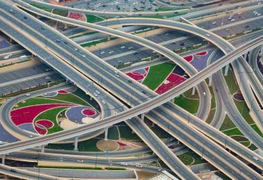 A multi level road interchange in Dubai, the everyday driving conditions motor vehicle insurance is written for